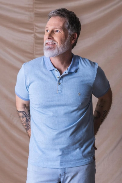 Produto - Polo Pitt Manga Curta Masculino Azul Claro 