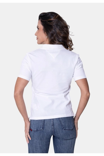 Produto Polo Tommy Hilfiger Manga Curta Feminina Branca