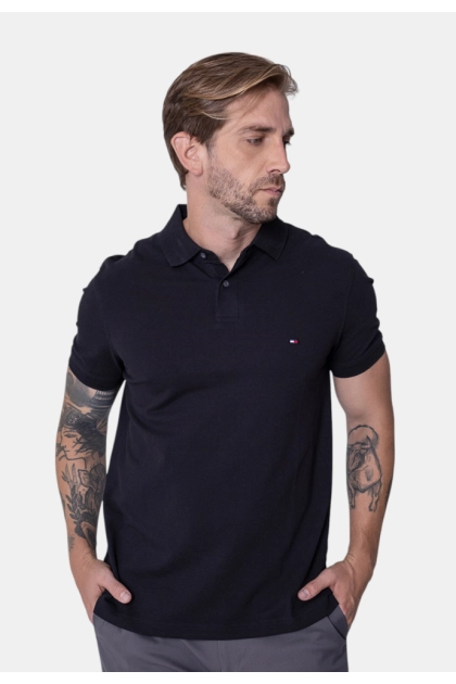 Polo Tommy Hilfiger Manga Curta Masculina Preta Produto - Polo Tommy Hilfiger Manga Curta Masculina Preta