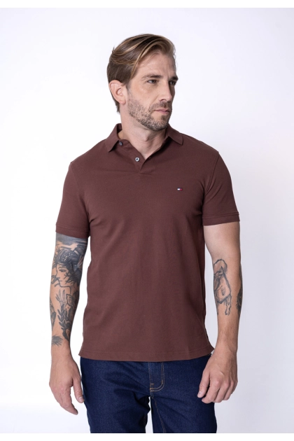 Produto - Polo Tommy Hilfiger Manga Curta Masculino Marrom