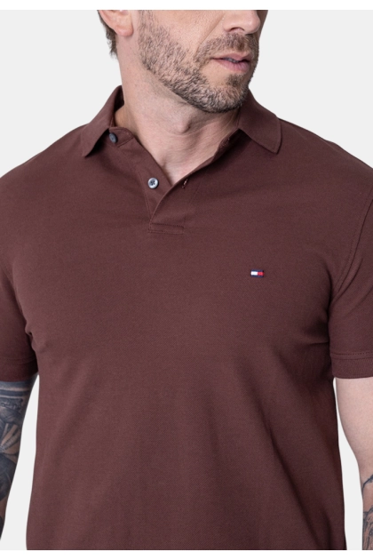 Polo Tommy Hilfiger Manga Curta Masculino Marrom Produto Polo Tommy Hilfiger Manga Curta Masculino Marrom