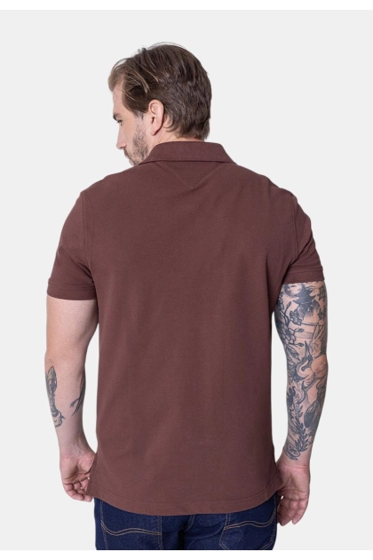 Polo Tommy Hilfiger Manga Curta Masculino Marrom Produto Polo Tommy Hilfiger Manga Curta Masculino Marrom