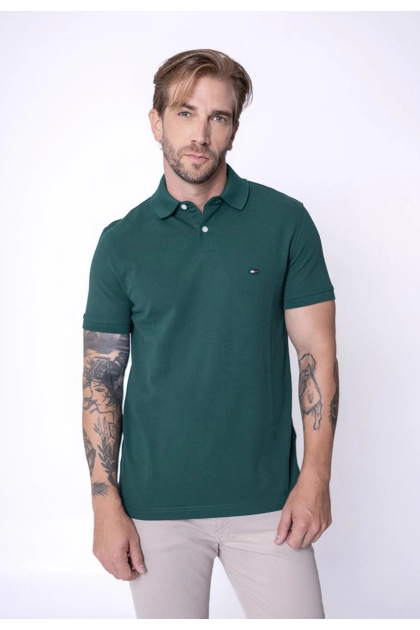 Produto - Polo Tommy Hilfiger Manga Curta Masculino Verde Escuro 