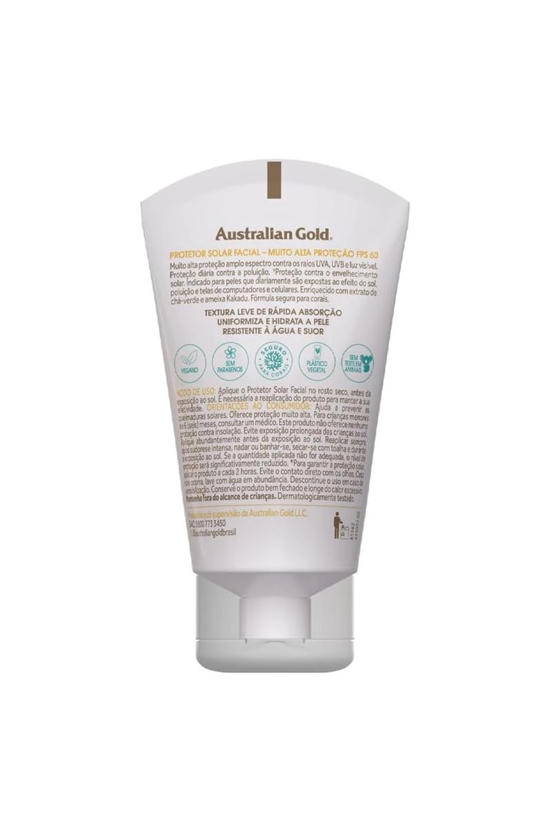 Protetor Solar Facial Australian Gold FPS 60 Cor 01