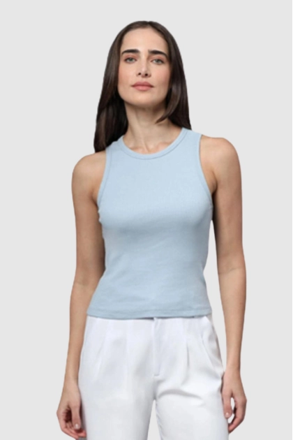 Produto - Regata Calvin Klein Canelado Feminino Azul Claro 