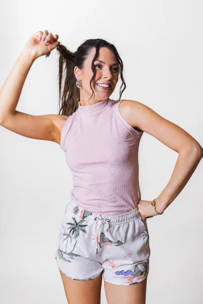 Regata Feminina Canelada Gola Alta Rosê Produto Regata Feminina Canelada Gola Alta Rosê