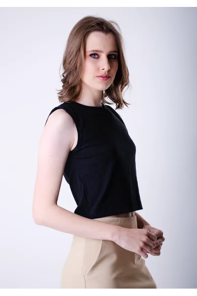 Produto Regata Feminina Cropped Canelada Gabip Preta