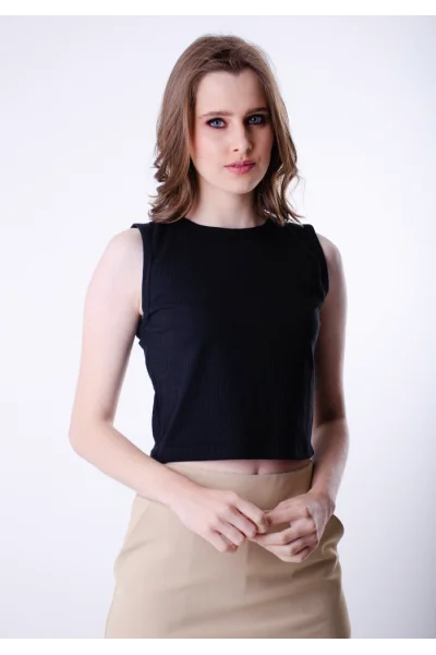 Produto Regata Feminina Cropped Canelada Gabip Preta
