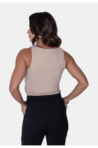 Regata Gabip Listrada Feminina Off/Bege Produto Regata Gabip Listrada Feminina Off/Bege