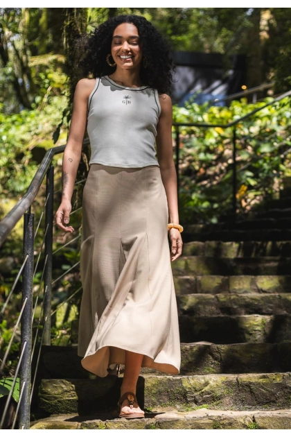 Produto - Regata Gata Bakana Canelado Estampado Feminino 