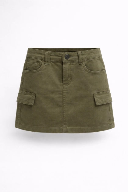 Saia Malwee Sarja Cargo Juvenil Feminina Verde Militar Produto Saia Malwee Sarja Cargo Juvenil Feminina Verde Militar