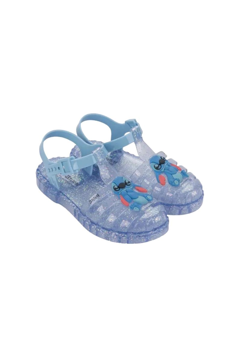 Sandália Grendene Stitch Infantil Feminina Vidro Gliter e Azul Claro