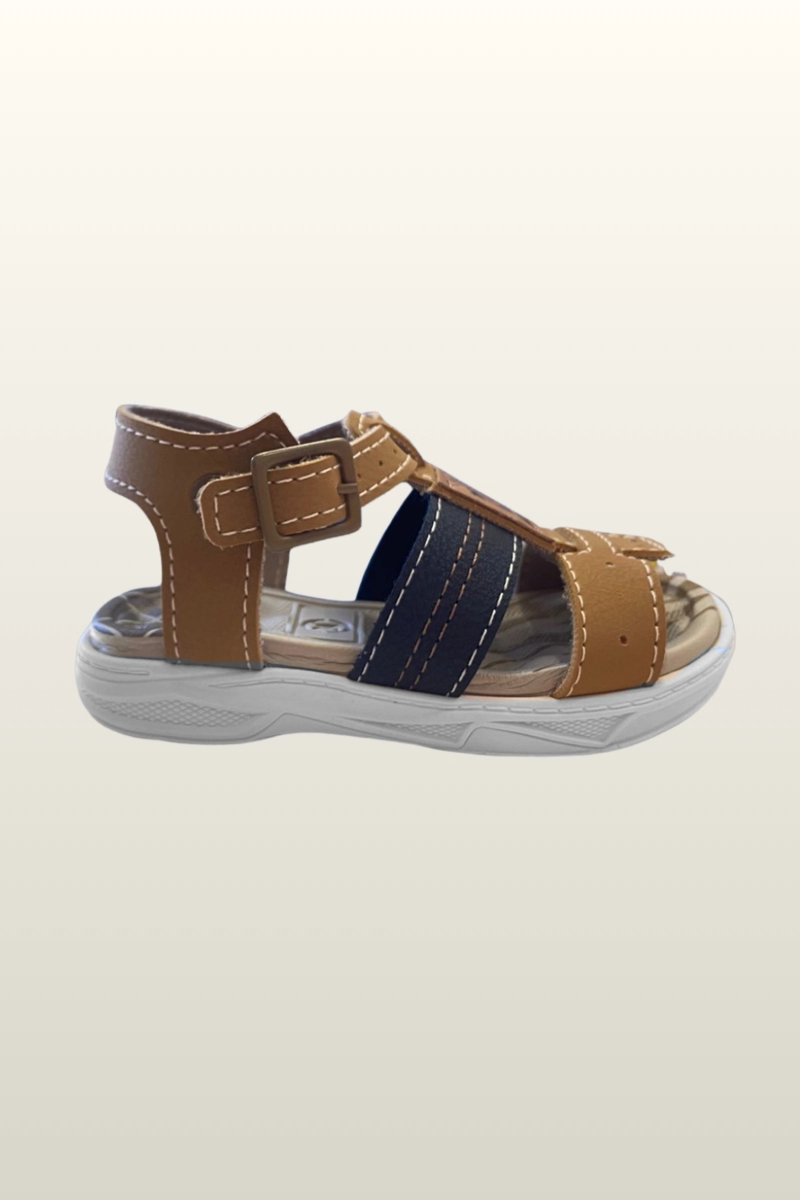 Produto - Sandália Molekinho Infantil Masculino Caramelo e Marinho 