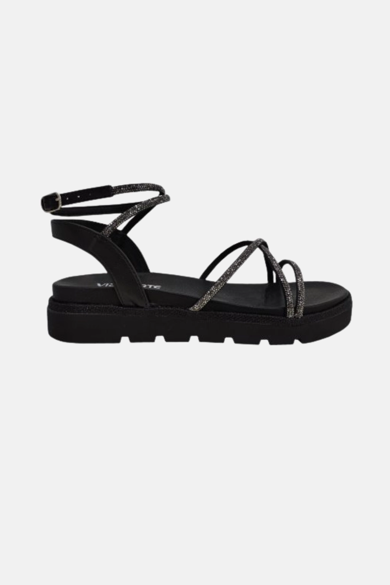 Produto - Sandália Via Marte Flatform Feminina Preta 