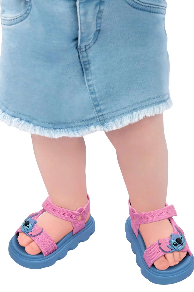 Produto Sandalia Grendene Baby Stitch Feminina Azul e Rosa