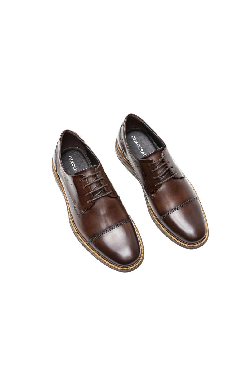 Sapato Democrata Couro Metropolitan Bay Cadarço Masculino Tabaco