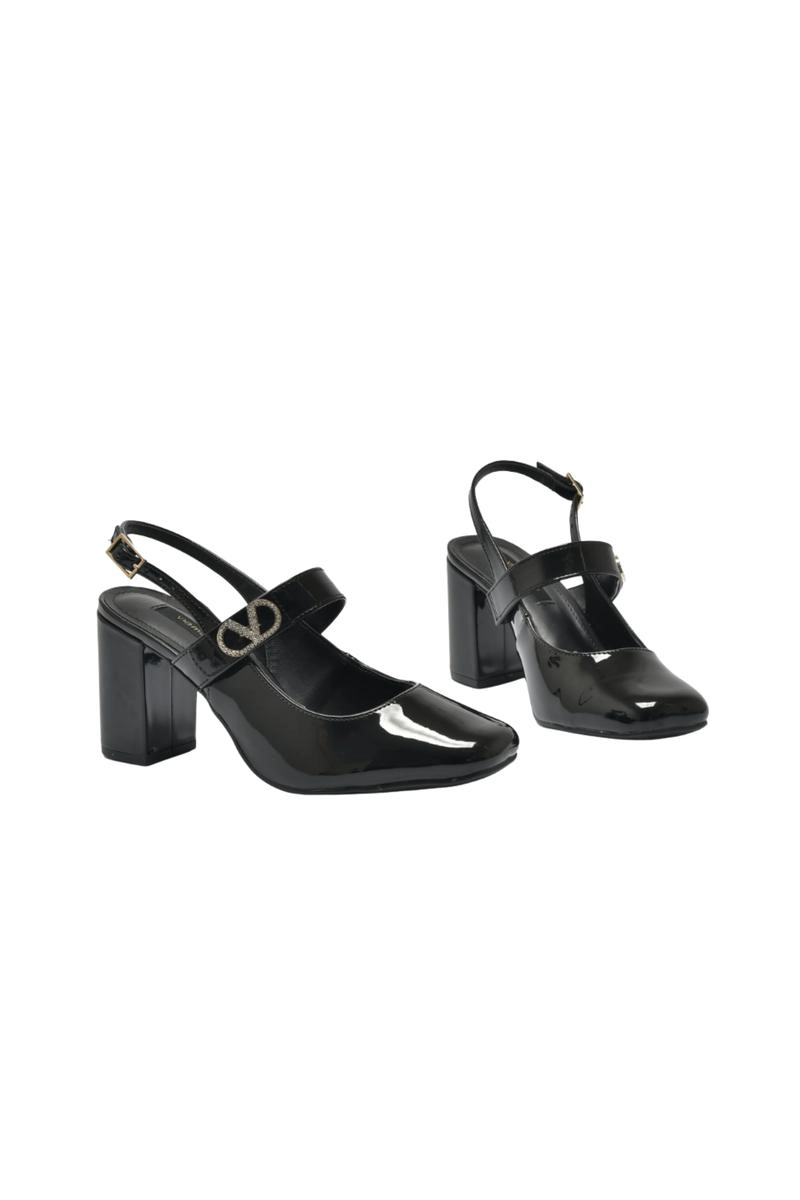 Sapato Via Marte Chanel Fivela V Strass Feminino Preto Produto Sapato Via Marte Chanel Fivela V Strass Feminino Preto