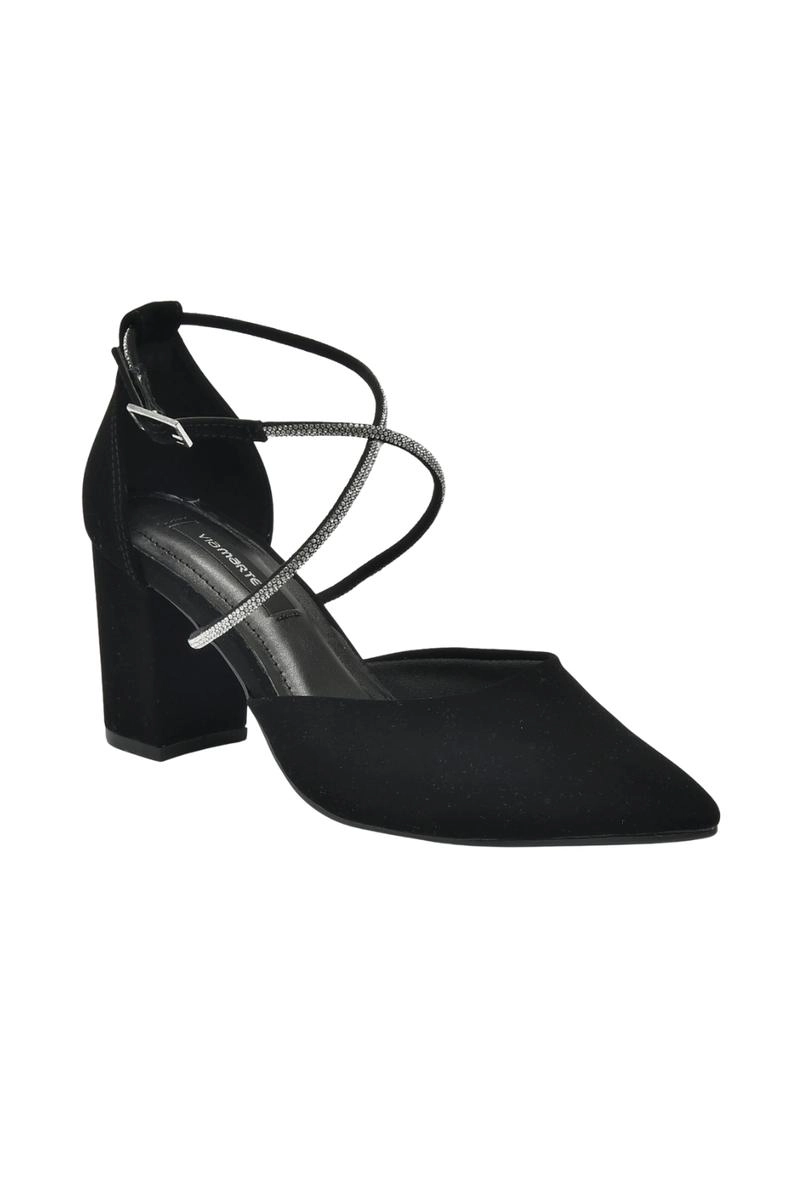 Sapato Via Marte Scarpin Fitas Cruzadas Strss Feminino Preto