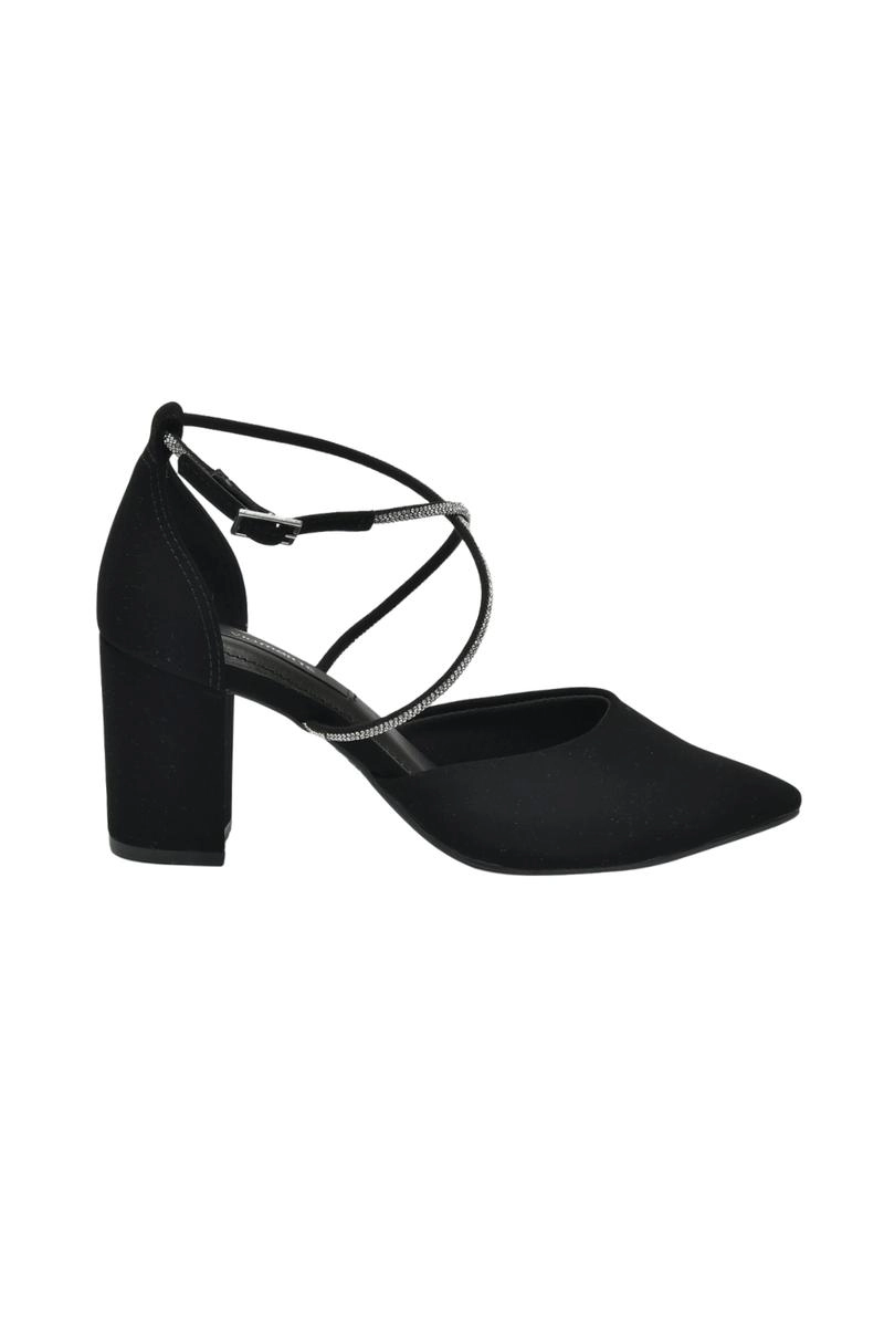 Sapato Via Marte Scarpin Fitas Cruzadas Strss Feminino Preto