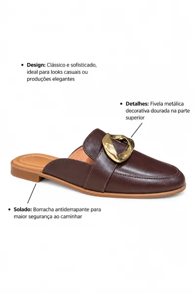 Sapato Mule Feminino Vizzano Cacau Dourado Produto Sapato Mule Feminino Vizzano Cacau Dourado