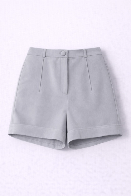 Produto - Shorts Bonequim Alfaiataria Barra Italiana Feminino Cinza