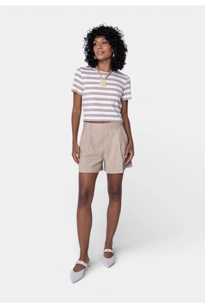 Produto - Shorts Ellen One Alicia Alfaiataria Feminino Bege