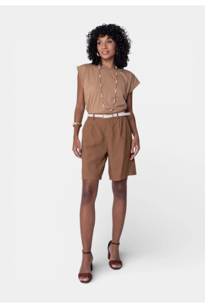 Produto - Shorts Ellen One Elástico Feminino Marrom