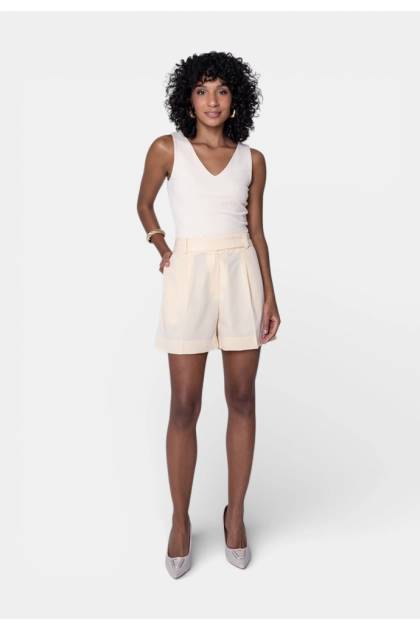 Shorts Le Ricard Alfaiataria Cós Transpassado Feminino Amarelo