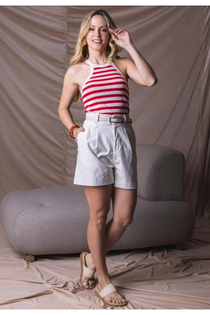 Shorts Rovitex Alfaiataria Feminino Off White Produto Shorts Rovitex Alfaiataria Feminino Off White