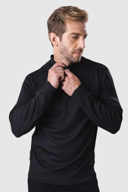 Produto Suéter Crocker Meio Zíper Masculino Preto