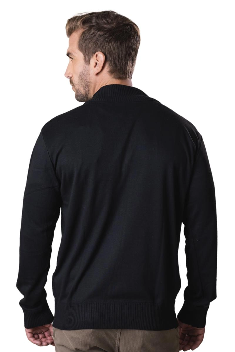 Suéter Crocker Tricô com Zíper Inteiro Masculino Preto