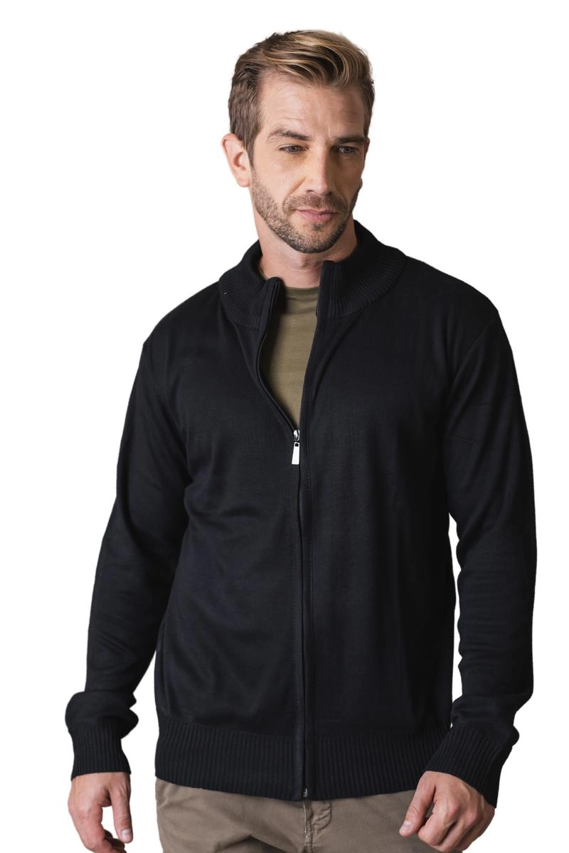 Suéter Crocker Tricô com Zíper Inteiro Masculino Preto