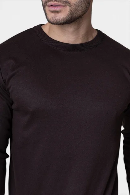 Suéter Masculino Gola Careca Tricot Casual Café Produto Suéter Masculino Gola Careca Tricot Casual Café