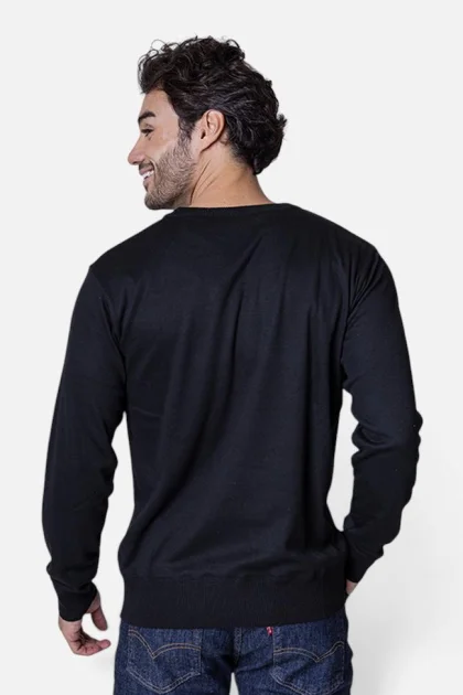 Suéter Masculino Gola Careca Tricot Casual Preto Produto Suéter Masculino Gola Careca Tricot Casual Preto
