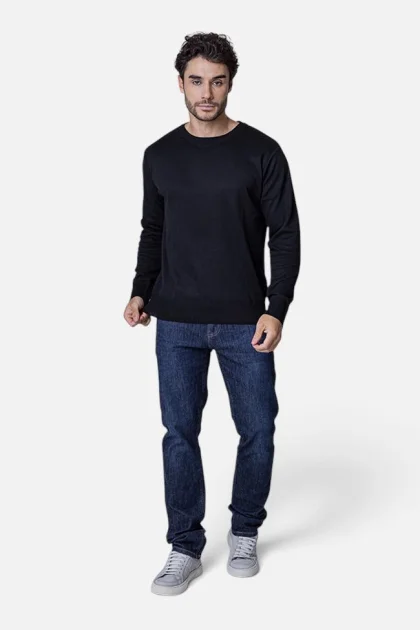 Suéter Masculino Gola Careca Tricot Casual Preto Produto Suéter Masculino Gola Careca Tricot Casual Preto
