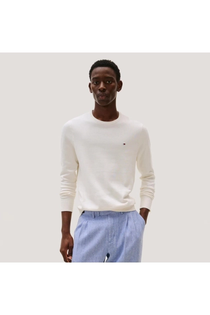 Suéter Tommy Hilfiger Clássico Gola C Bege Produto Suéter Tommy Hilfiger Clássico Gola C Bege