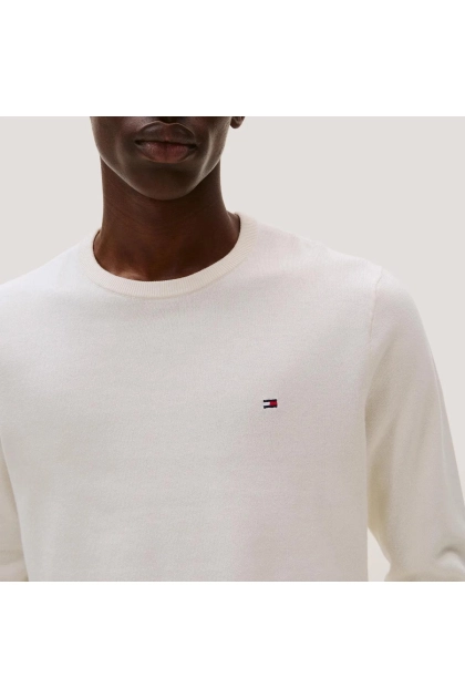 Suéter Tommy Hilfiger Clássico Gola C Bege Produto Suéter Tommy Hilfiger Clássico Gola C Bege