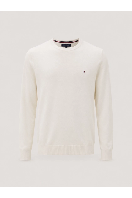 Suéter Tommy Hilfiger Clássico Gola C Bege Produto Suéter Tommy Hilfiger Clássico Gola C Bege