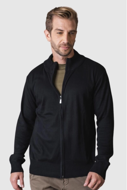 Produto - Suéter Crocker Tricô com Zíper Inteiro Masculino Preto