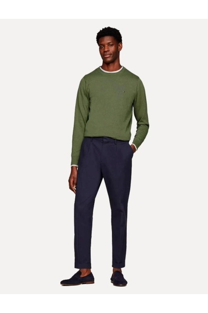 Suéter Tommy Hilfiger Masculino Crewneck Essential Cotton Verde Produto Suéter Tommy Hilfiger Masculino Crewneck Essential Cotton Verde