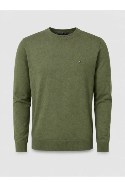 Suéter Tommy Hilfiger Masculino Crewneck Essential Cotton Verde Produto Suéter Tommy Hilfiger Masculino Crewneck Essential Cotton Verde