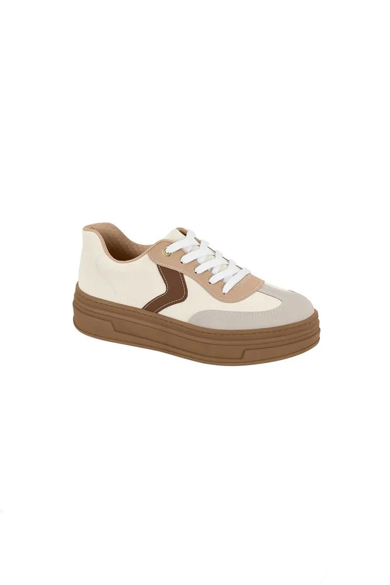 Produto - Tênis Beira Rio Casual Logo Lateral Marfim e Bege