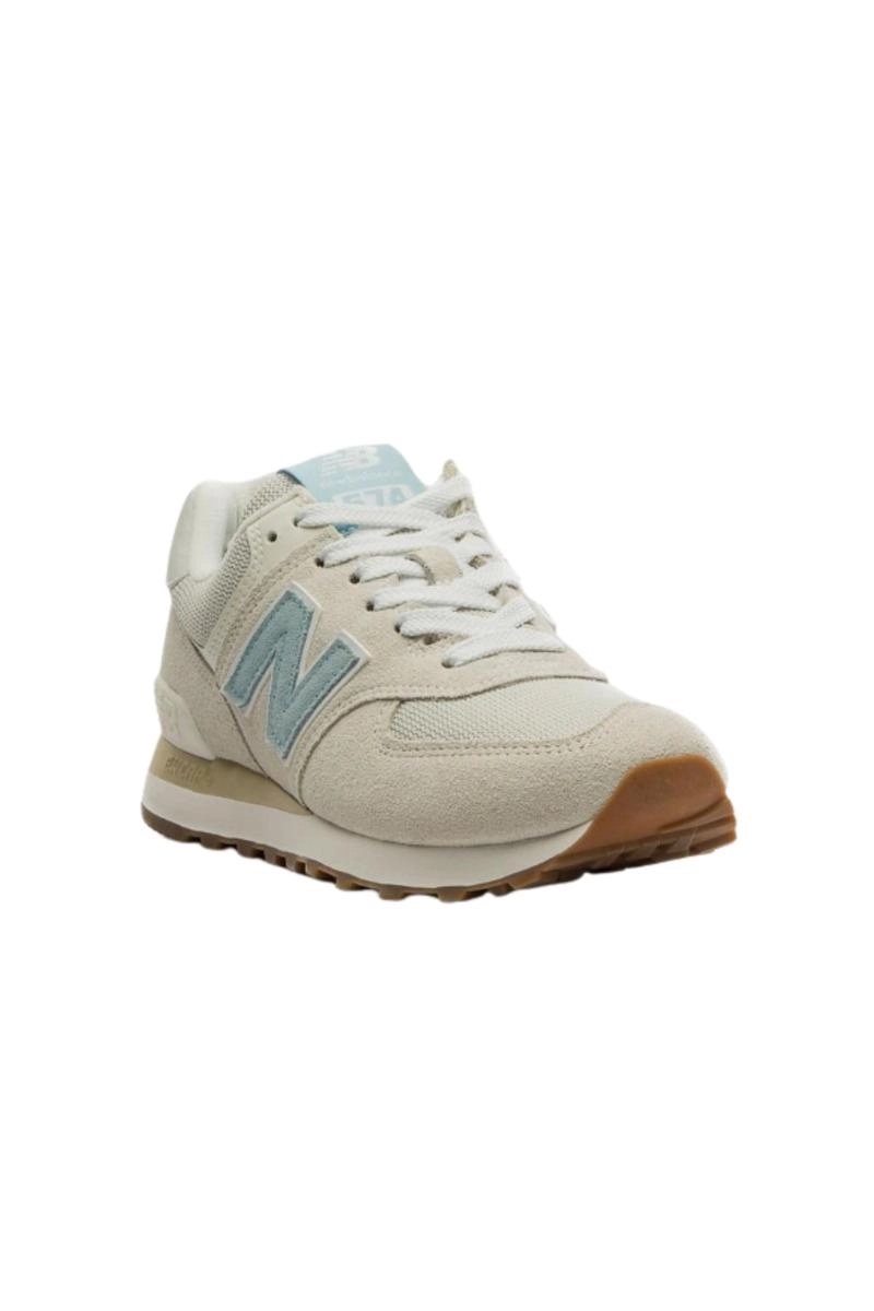 Tênis New Balance 574 Feminino Bege e Azul Produto Tênis New Balance 574 Feminino Bege e Azul