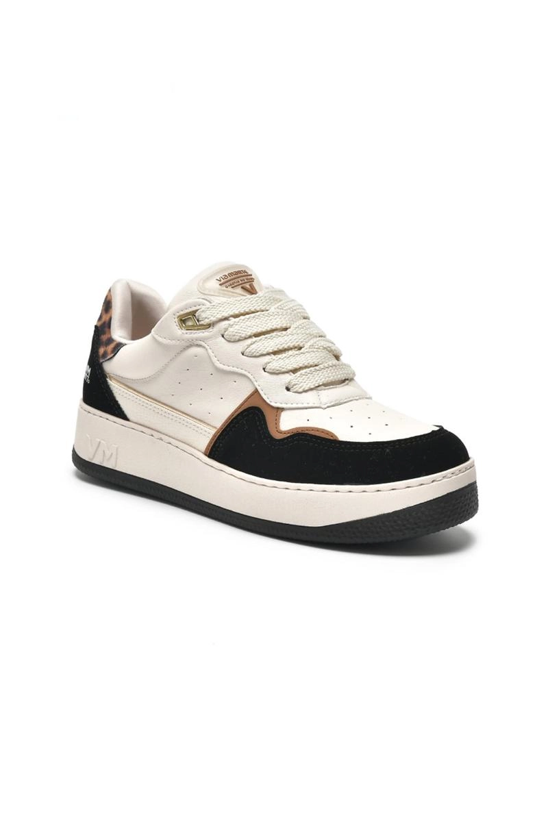 Tênis Via Marte Casual Onça Print Feminino Preto Marfim