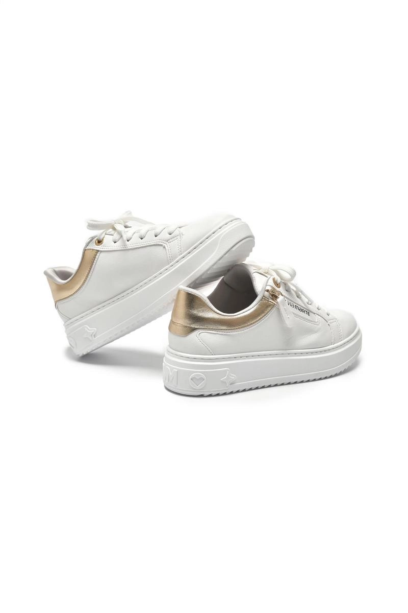 Tênis Via Marte Casual Pingente Feminino Branco Gold Produto Tênis Via Marte Casual Pingente Feminino Branco Gold