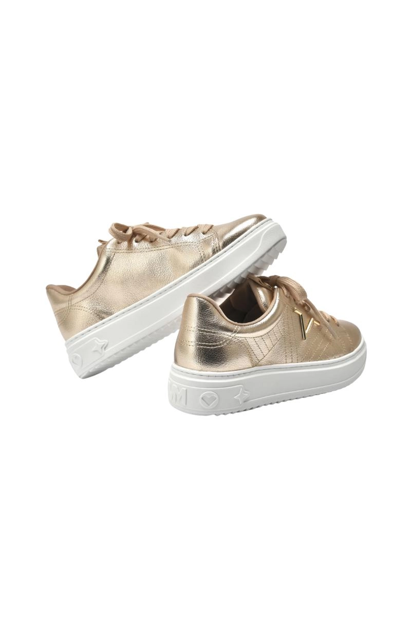 Tênis Via Marte Casual V Metálico Lateral Feminino Dourado Produto Tênis Via Marte Casual V Metálico Lateral Feminino Dourado