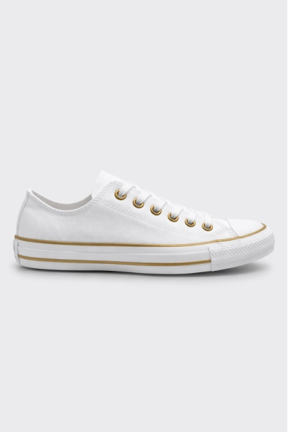 Tênis Converse All Star Feminino Branco/Dourado Produto Tênis Converse All Star Feminino Branco/Dourado