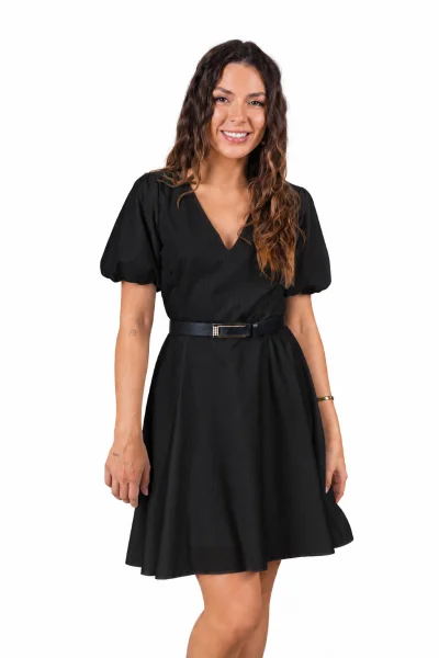 Produto Vestido Feminino Curto Manga Bufante Gabip Preto