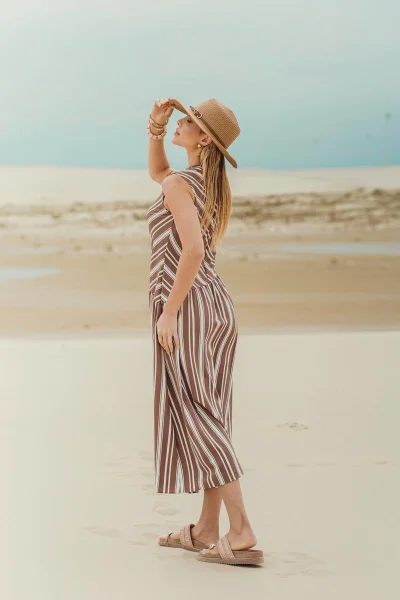 Vestido Femino Midi Listrado Ellen One Produto Vestido Femino Midi Listrado Ellen One