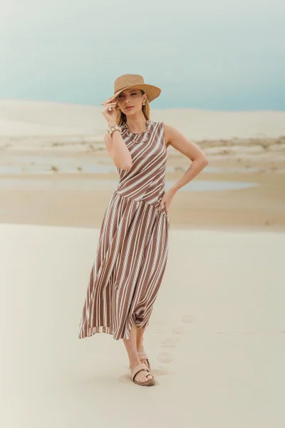 Vestido Femino Midi Listrado Ellen One Produto Vestido Femino Midi Listrado Ellen One